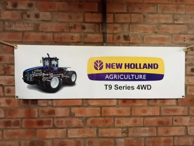 NEW HOLLAND T9 SERIES  large pvc WORK SHOP BANNER garage man cave show banner