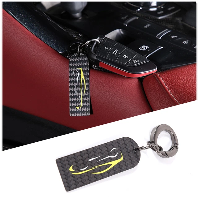 Keyrings Black Carbon Fiber Chain Key Holder Rings For Toyot Supra 2019-2022