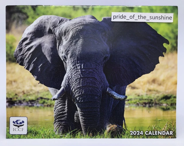 2024 WALL CALENDAR International Conservation ICCF Elephants 13