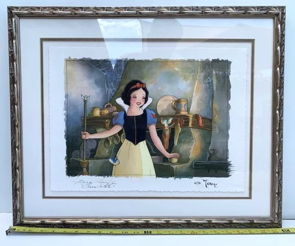 Toby Bluth Framed Portrait of Innocence Snow White & The Seven Dwarfs Disney #'d