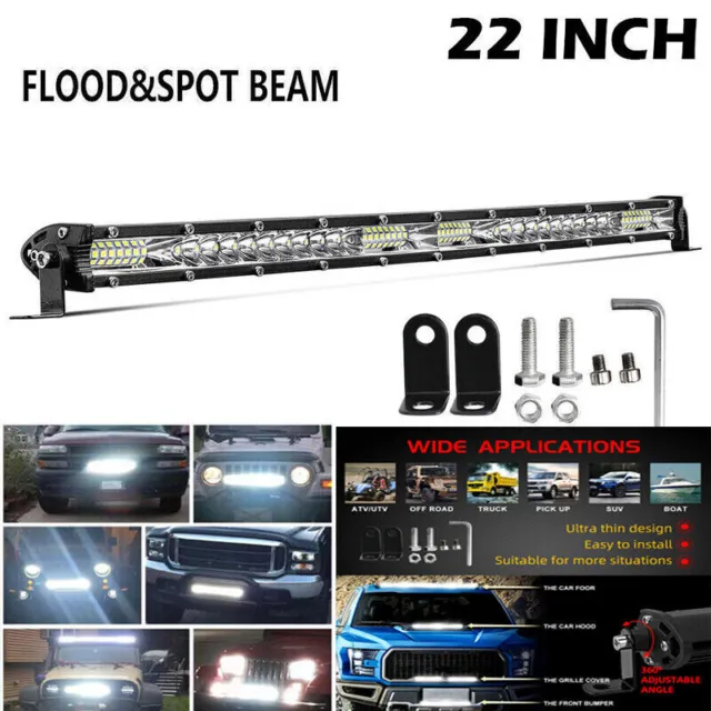 22 inch Slim Led Light Bar Spot Flood Combo Offroad UTV ATV Boat Truck DRL 20"