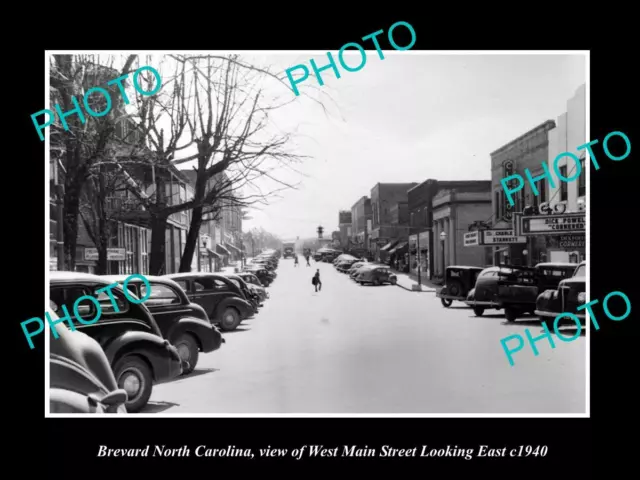 OLD LARGE HISTORIC PHOTO OF BREVARD NORTH CAROLINA VIEW OF WEST MAIN ST c1940