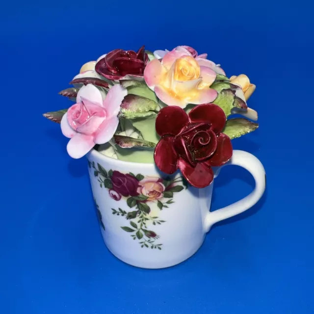 Royal Doulton Royal Albert Old Country Roses TINY TEACUP WITH 3-D FLOWERS