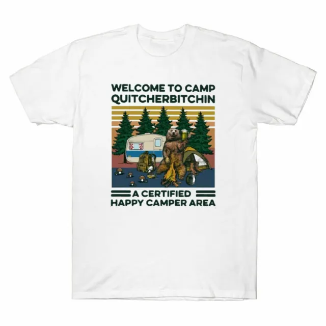 Bear Welcome To Camp Quitcherbitchin A Certified Happy Camper Retro Mens T-Shirt