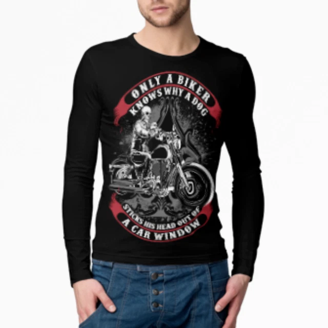 Biker Mens Long Sleeve T-Shirt Funny Motorcycle Bike