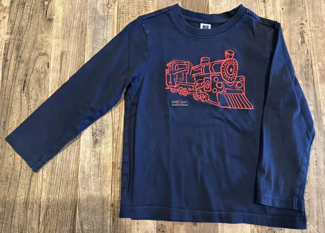 Janie And Jack Boys Long Sleeve Nayv Train Shirt Size 4