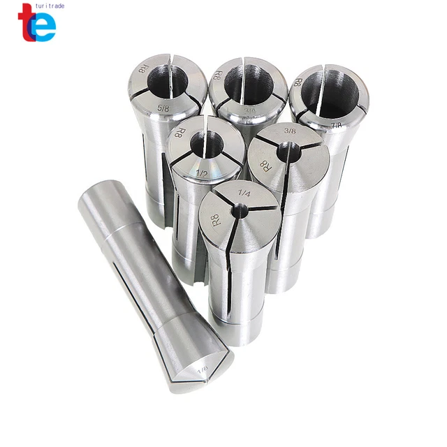 7 Piece Fractional R8 Collet Set 1/8" to 7/8" High Precision For Bridgeport