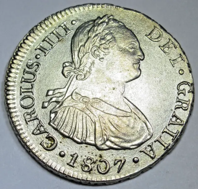 1807 Spanish Peru Silver 2 Reales Antique 1800’s Colonial Pirate AU Details Coin