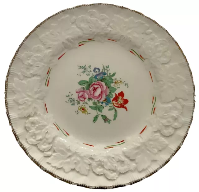 Vintage Alfred Meakin Rose/Floral Centre Embrossed Rim Plate.(Made In England).