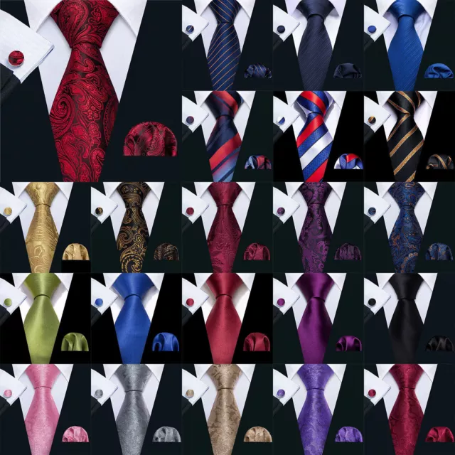 Mens Ties Tie Blue Red Black Pink Green Paisley Silk Necktie Hanky Set Wedding