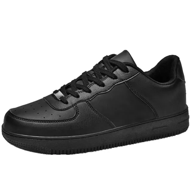 Boys Plain Black Trainers Junior EU Size 3 to 8 UK Sport School Shoes