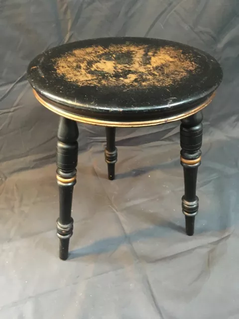 Antique 19th Century Victorian Ebonised Parcel Gilt Stool