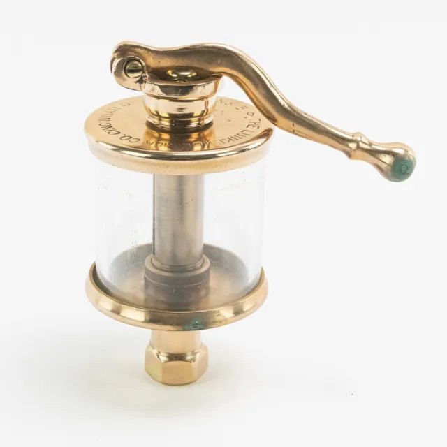 Antique Lunkenheimer Alpha No. 5 Brass & Glass Pump Oiler Hit Miss Gas Engine