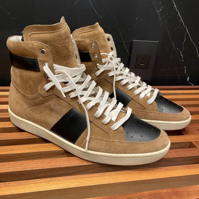 SAINT LAURENT Black/Brown Court Classic SL/10H High-Top Sneakers - Size 46