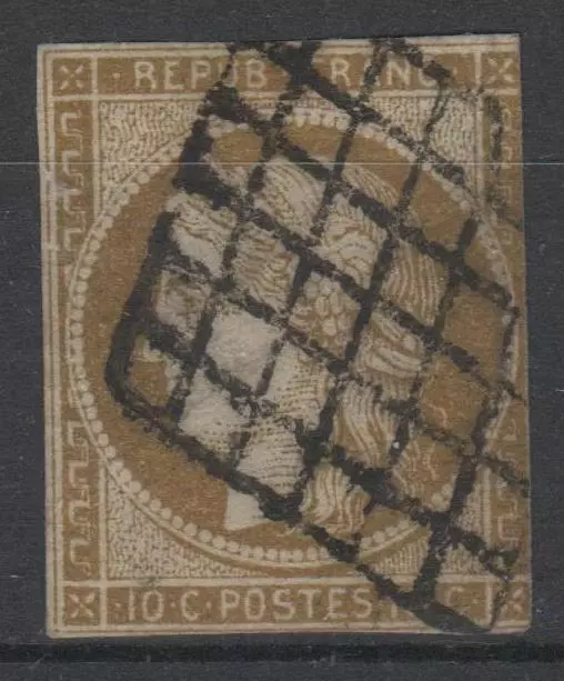 FRANCE STAMP TIMBRE 1a " CERES 10c BISTRE-BRUN 1850 " OBLITERE A VOIR  N790