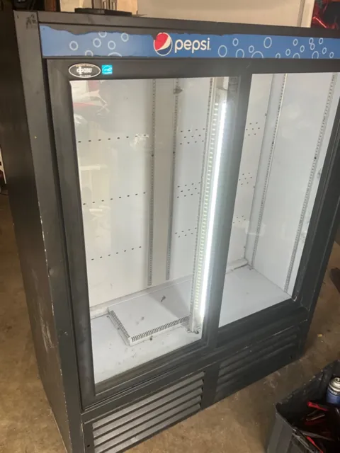 Commercial 2 Glass Door Merchandiser Refrigerator Display Cooler Pepsi