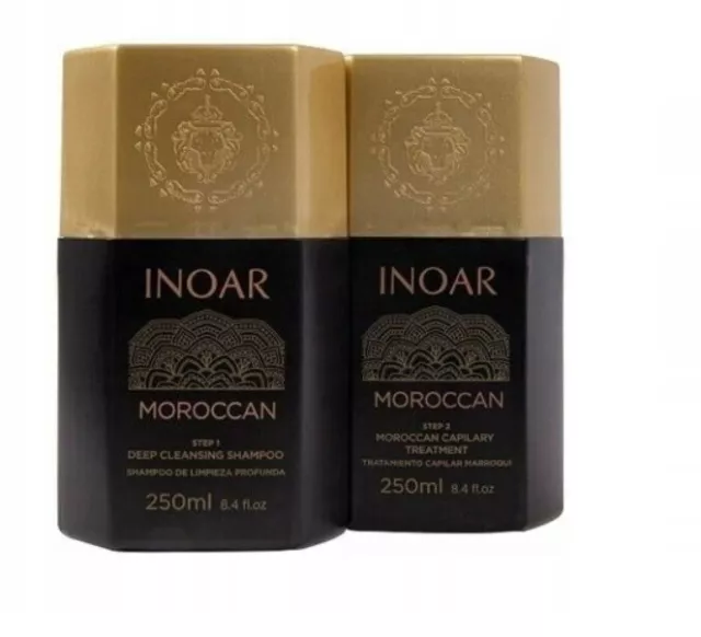 (158€/L) Inoar Moroccan 2 x 250 ml Keratin Behandlung Haarglättung