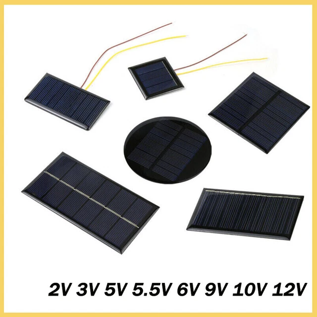 3 Panneaux Solaires 6V 1W DEWIN - Silicium Polycristallin Avec Câbles 30cm Pour Projets DIY