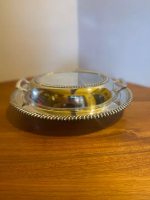 Oval Silver Plated Serving Dish with Lid Crescent #2917  (12" X 9") 