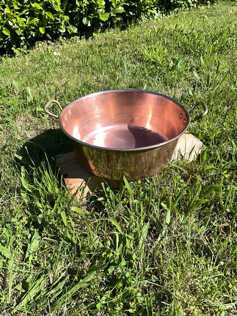 Grande Bassine à Confiture En Cuivre 38cm – Marmite Ancienne Déco De Cuisine