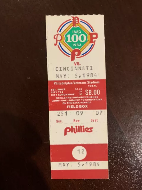 Reds at Phillies May 5, 1984 Ticket Stub Schmidt HR #396