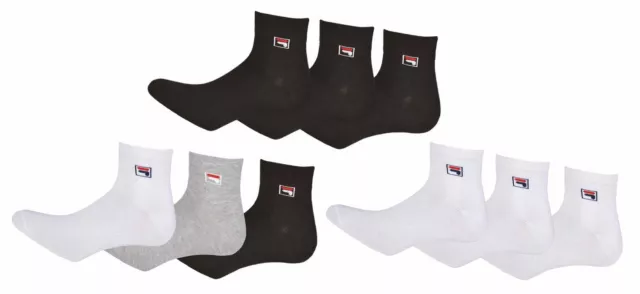 Fila Quarter Sneaker Socken 12 Paar Weiß Grau Schwarz Herren Damen Bunt F9303