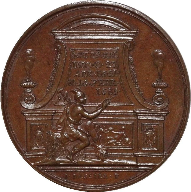 Médaillon Rare Grande-Bretagne Roi Charles II Années 1680 - Bronze - État UNC - Jean Dassier