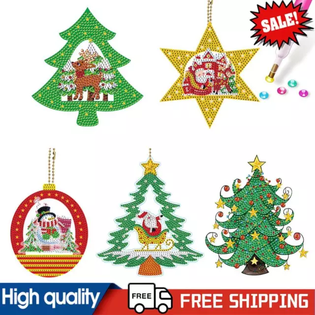 5D Mosaic Pendant Double-sided DIY Xmas Ornament Handmade Rhinestone Party Props