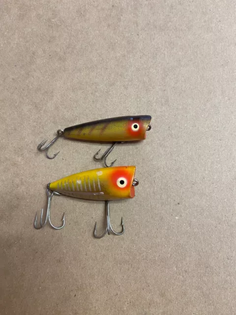 LOT OF 2 Heddon Chugger Jr. Vintage Topwater Popper Lures 2.25” XRY Yellow  Shore $13.99 - PicClick