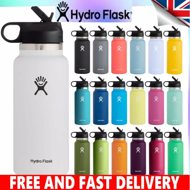 2024 Hydro-Kolben 40 Unzen breite Mund Flexkappe isolierte Edelstahl Wasserflasche UK