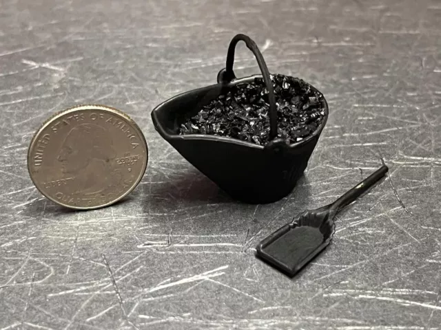 Dollhouse Miniature Coal Ash Scuttle Bucket Shovel 1:12 D217 D218 Dollys Gallery