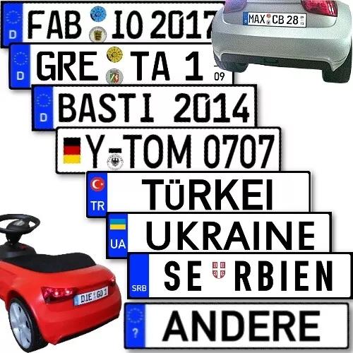 Wunsch Kennzeichen  + Halter für Kinderfahrzeug elektro Kinder Auto Rutschauto