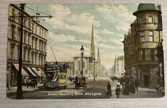 Postcard Great Western Road Glasgow Scotland
