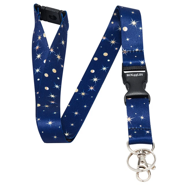 Porte-badge avec lanière - Motif fleurs violettes et blanches