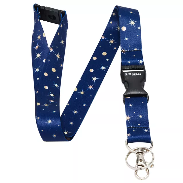 Navy Blue NIGHT SKY STARS Lanyard Neck Strap With Card/Badge Holder or Key Ring