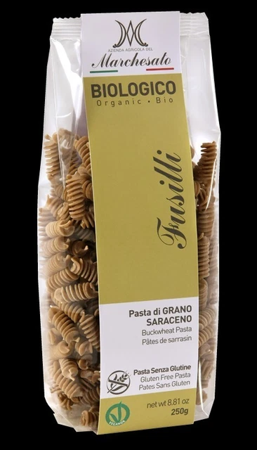 FUSILLI PASTA BIO di GRANO SARACENO GLUTEN e GMO FREE VEGAN 250 gr BUONISSIMA!!!
