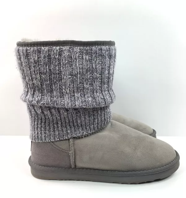 Australia Luxe Collective Fame Short Sheepskin Suede Boot Light Gray Women's 11