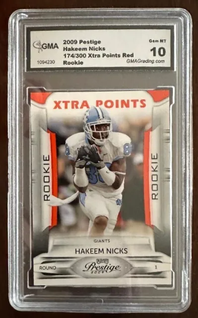 NY GIANTS 2009 Playoff Prestige Xtra Points RED /300 Hakeem Nicks #142 Rookie RC