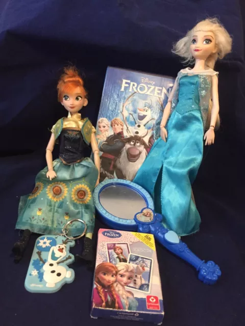Disney Frozen Bundle With Anna And Elsa Doll, Olaf Keyring Dvd And Cards