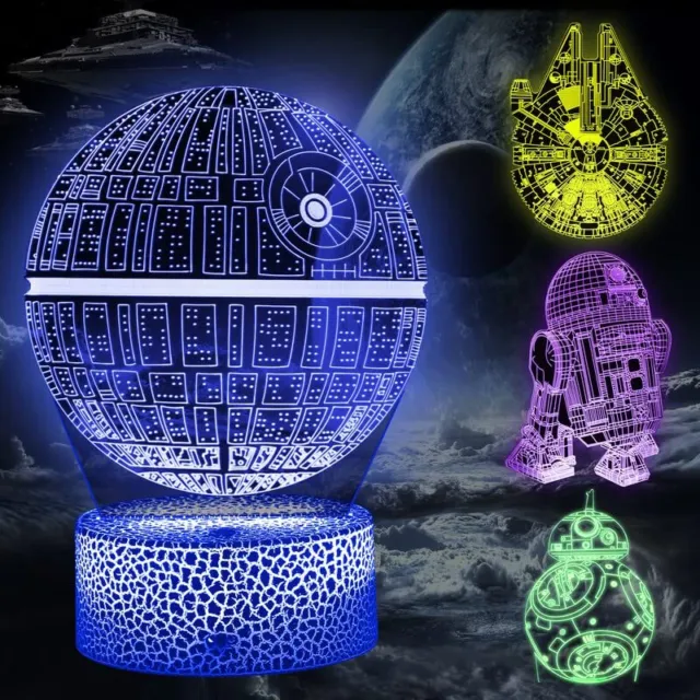 CENOVE Star Wars 3D Lampe Geschenke, LED Illusion Nachtlicht mit 16 Farbwechs...
