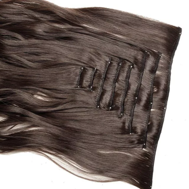 Stylé Cheveux Bouclés Extensions Avec Marron Foncé 14 Clips Lot De 6 Couche Pour 3