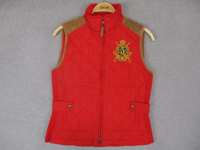 Ralph Lauren Sport Vest Womens Medium Red RL County Riders & Jockey Club Crest
