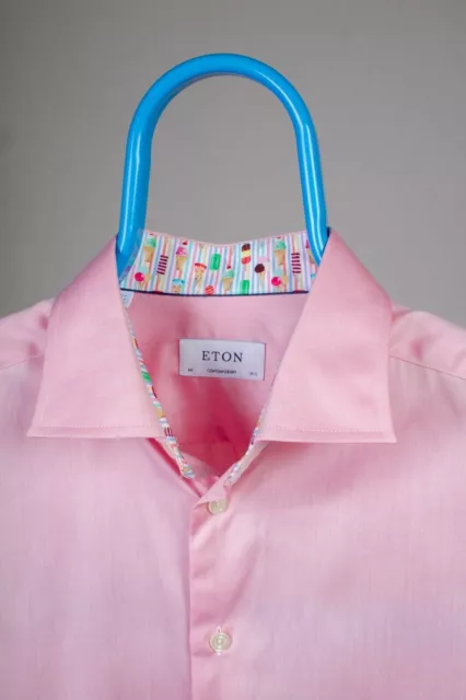 Eton Dress Shirt Mens 44 17 1/2 Contemporary Signature Twill Pink XL Ice Cream