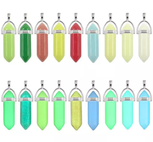 Wholesale 10pc/lot Glow In The Dark Luminous Stone Pendant Moonstone Hexagonal
