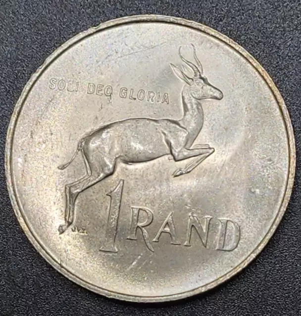 1967 South Africa 1 Rand Silver Coin - KM# 72.1 -  UNC - # 28496