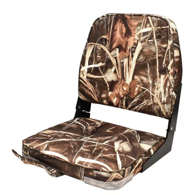 Attwood Boat Folding Fishing Seat 98395CAMO | Low-Back Waterfowl Camo