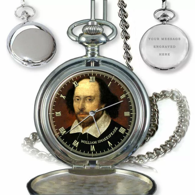 William Shakespeare Poet Playwright Pocket Watch Birthday Gift Engraved