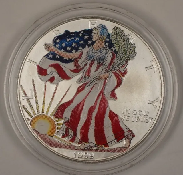 1999 American Silver Eagle (ASE) Brilliant Uncirculated Colorized Coin