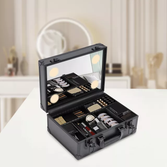 Aluminum Large Makeup Train Case Jewelry Box Cosmetic Organizer Storage Kit