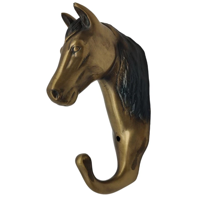 1991 Brass Horse Head Hook for Riding Helmet Coat Rustic Farmhouse Decor USA VTG